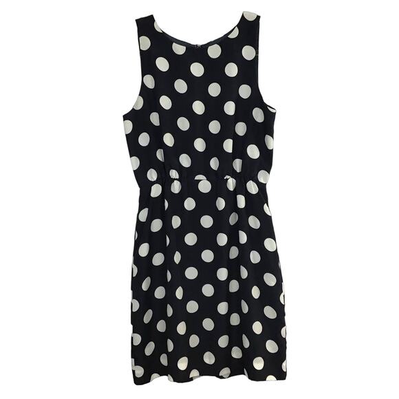 J. Crew Printed Shift Sun Dress Navy Blue White Dot Sleeveless Mini Dress sz 2 - Picture 4 of 12